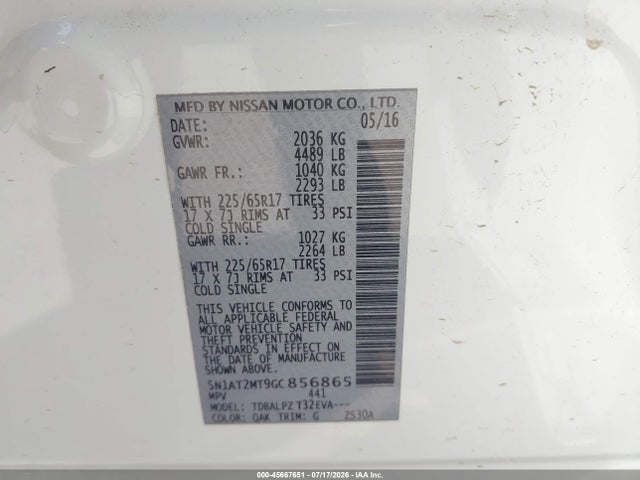 Nissan ROGUE S 2016 5N1AT2MT9GC856865 Image 9