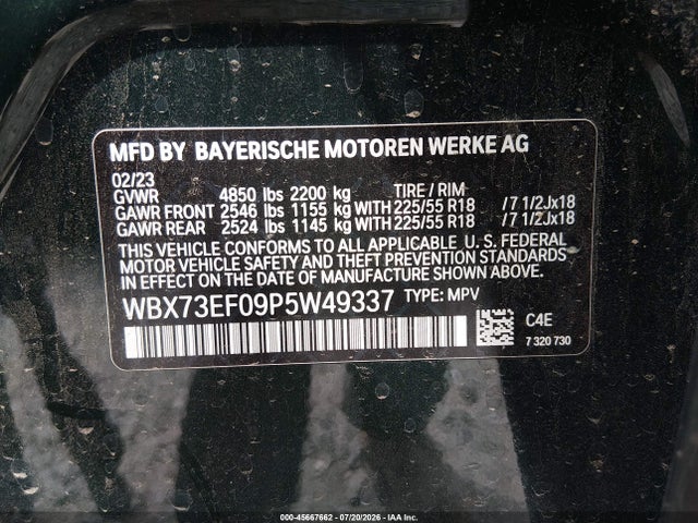 Aukcja sprzedaży 2023 Bmw X1 Xdrive28i, vin: WBX73EF09P5W49337, numer aukcji: 45667662