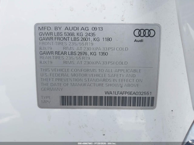 Audi Q5 2.0t Premium 2014 WA1LFAFP6EA032551 Image 9