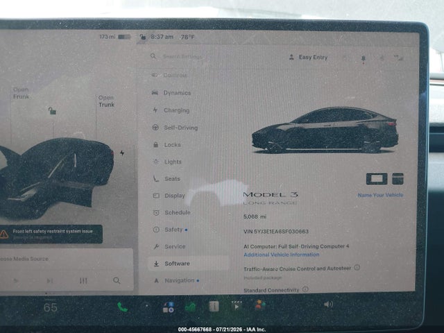 5YJ3E1EA6SF030663 Tesla Model 3 Long Range Rear-wheel Drive/standard Rear-wheel Drive