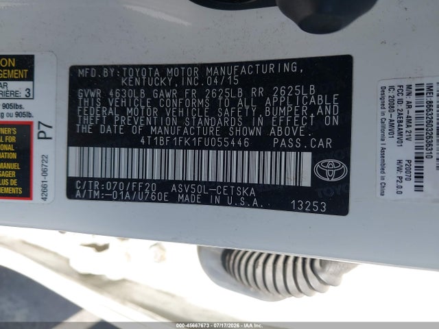 Toyota CAMRY SE 2015 4T1BF1FK1FU055446 Image 9