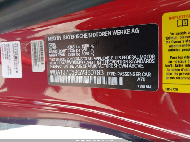 BMW M235I 2016 WBA1J7C59GV360783 Image 9
