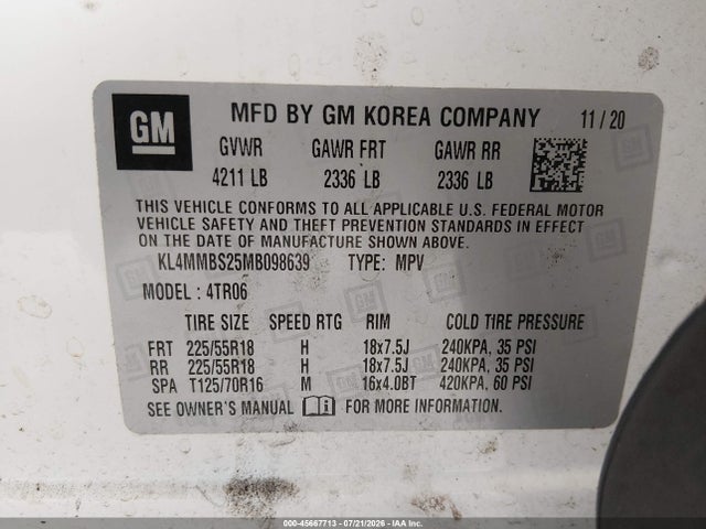 KL4MMBS25MB098639 Buick Encore Gx Fwd Preferred