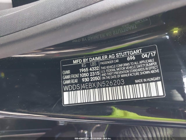 Продажа на аукционе авто 2018 Mercedes-benz Cla 250, vin: WDDSJ4EBXJN526203, номер лота: 45667728