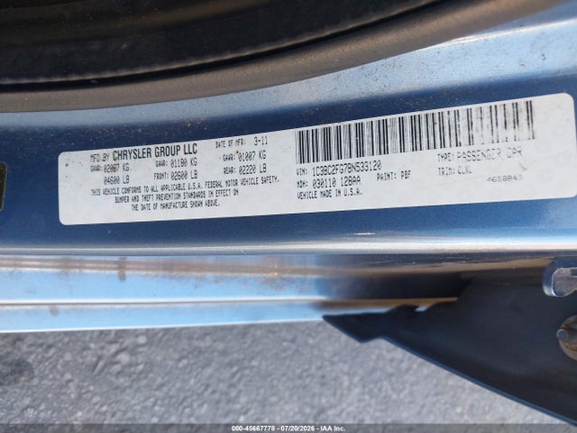 45667778 :رقم المزاد ، 1C3BC2FG7BN533120 vin ، 2011 Chrysler 200 Limited مزاد بيع