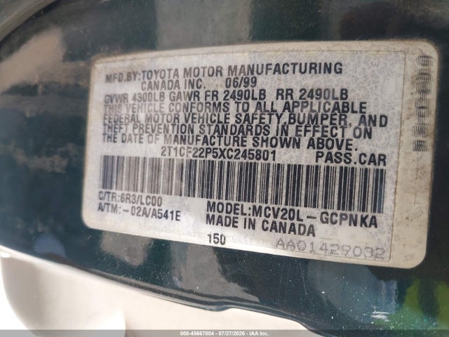 Aukcja sprzedaży 1999 Toyota Camry Solara Sle, vin: 2T1CF22P5XC245801, numer aukcji: 45667804