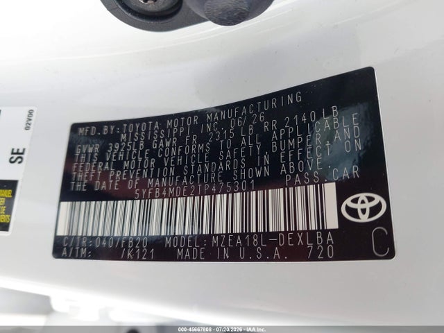 5YFB4MDE2TP475301 Toyota COROLLA LE
