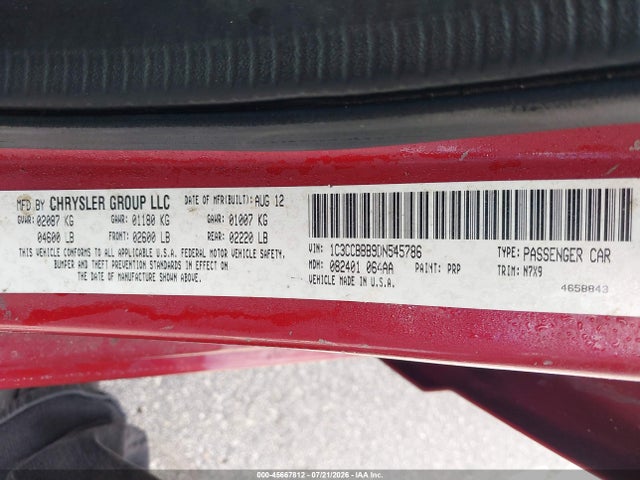 2013 Chrysler 200 Touring მანქანა იყიდება აუქციონზე, vin: 1C3CCBBB9DN545786, აუქციონის ნომერი: 45667812