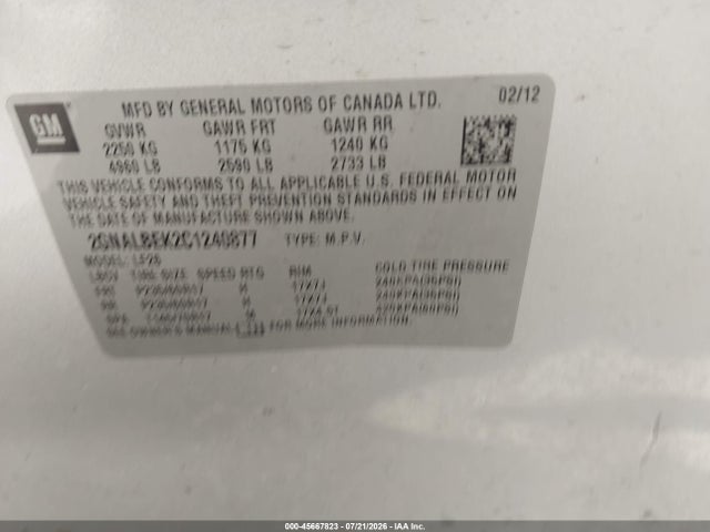 Aukcja sprzedaży 2012 Chevrolet Equinox Ls, vin: 2GNALBEK2C1240877, numer aukcji: 45667823