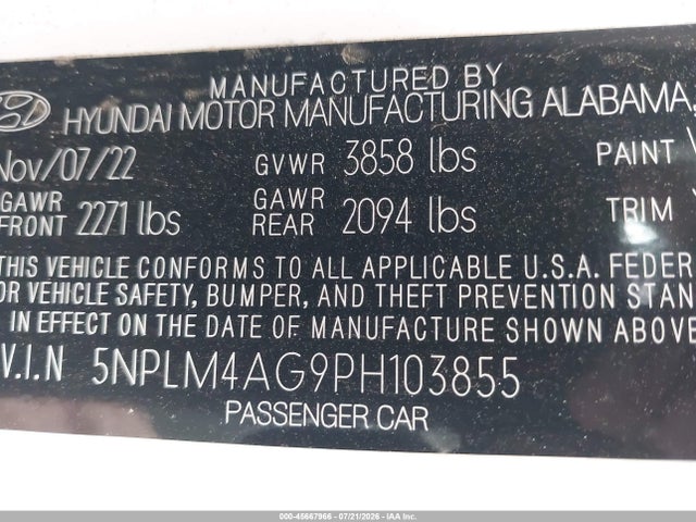 Продажа на аукционе авто 2023 Hyundai Elantra Sel, vin: 5NPLM4AG9PH103855, номер лота: 45667966