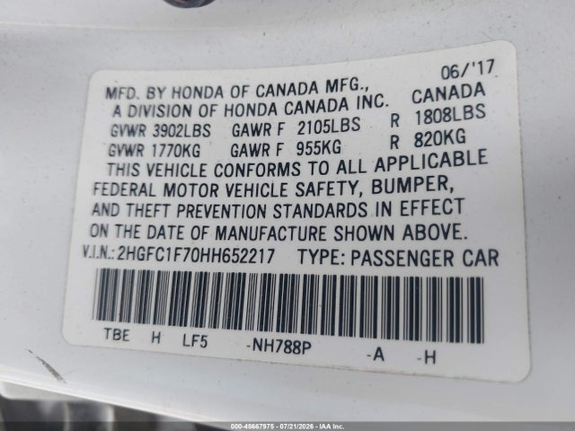 Honda Civic Ex-l 2017 2HGFC1F70HH652217 Image 9