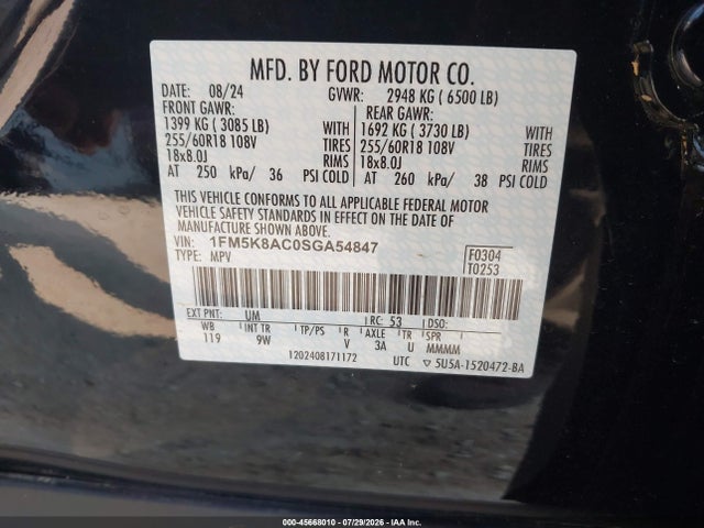 Продажа на аукционе авто 2025 Ford Police Interceptor Utility, vin: 1FM5K8AC0SGA54847, номер лота: 45668010