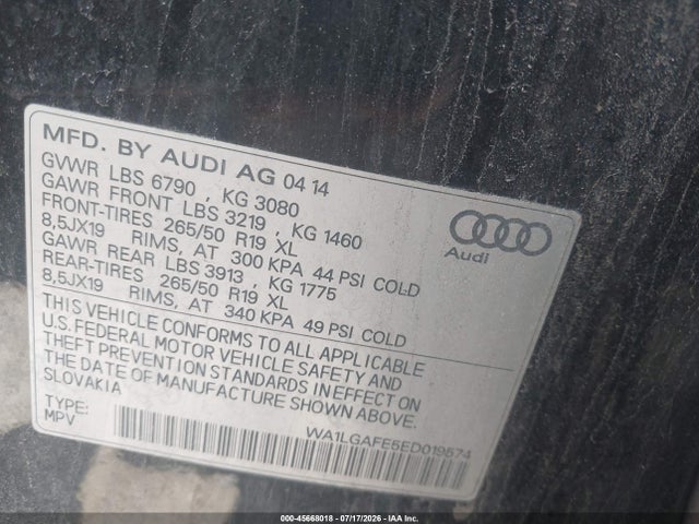 Audi Q7 3.0t Premium 2014 WA1LGAFE5ED019574 Image 9