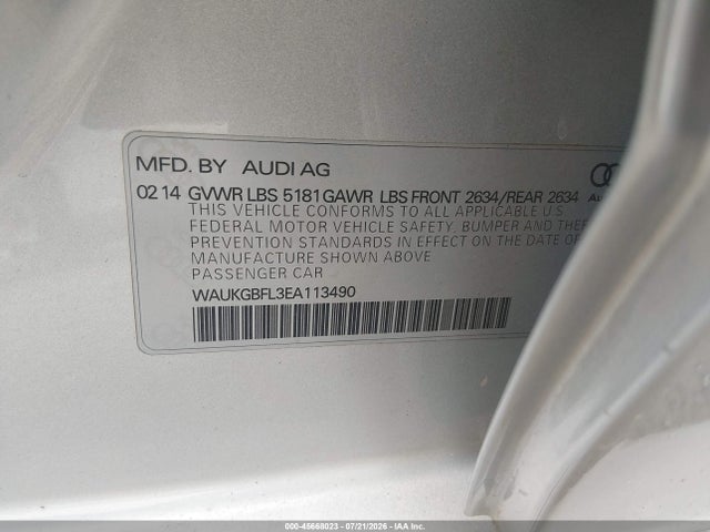 Auction sale of the 2014 Audi S4 3.0t Premium Plus, vin: WAUKGBFL3EA113490, lot number: 45668023