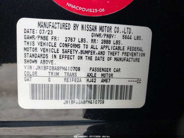 Продажа на аукционе авто 2023 Nissan Ariya Empower+, vin: JN1BF0BA8PM410709, номер лота: 45668061