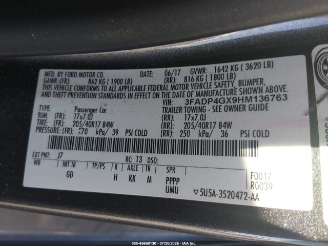 Ford FIESTA ST 2017 3FADP4GX9HM136763 Image 9