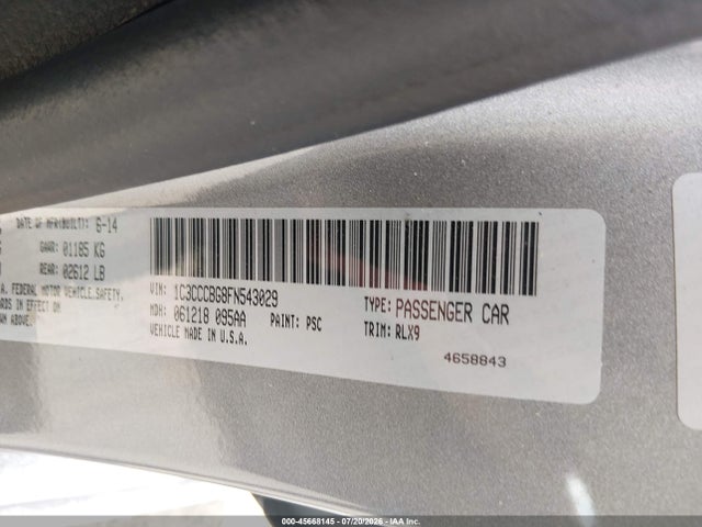 Aukcja sprzedaży 2015 Chrysler 200 S, vin: 1C3CCCBG8FN543029, numer aukcji: 45668145