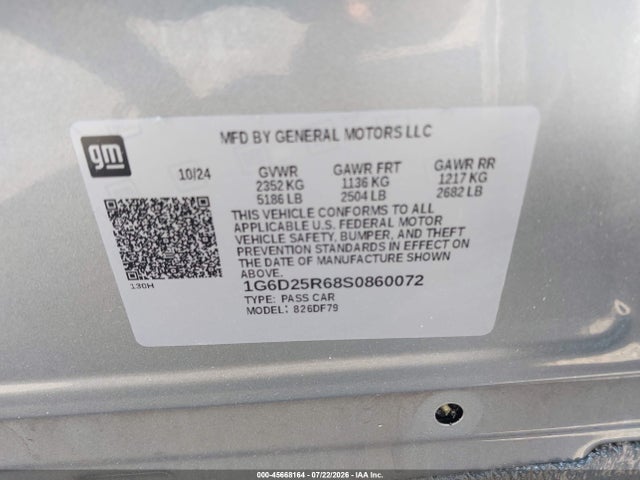 Продаж на аукціоні авто 2025 Cadillac Ct5-v V-series Blackwing Rwd, vin: 1G6D25R68S0860072, номер лоту: 45668164
