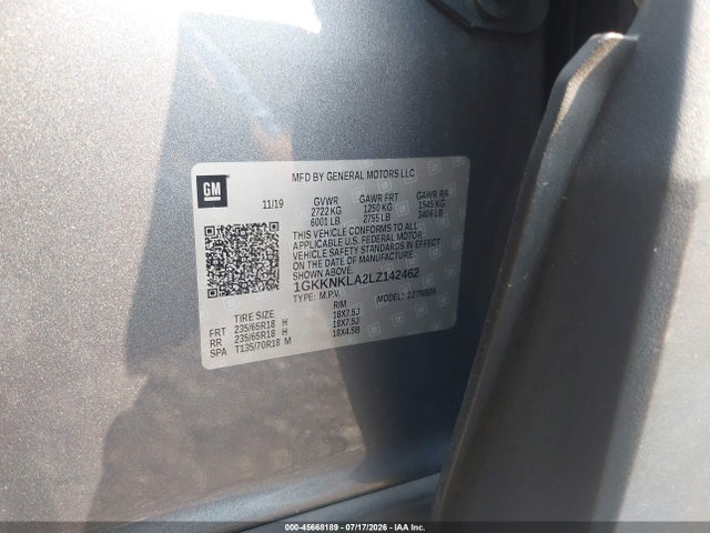 1GKKNKLA2LZ142462 GMC Acadia Fwd Sle
