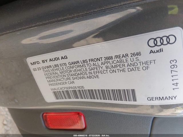 Продаж на аукціоні авто 2023 Audi S5 Sportback Premium Plus Tfsi Quattro Tiptronic, vin: WAUC4CF50PA051635, номер лоту: 45668218