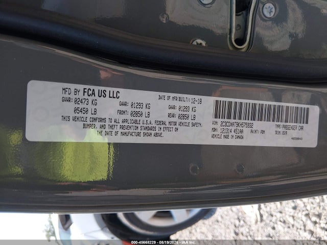 Продаж на аукціоні авто 2019 Dodge Charger Police Rwd, vin: 2C3CDXAT9KH575932, номер лоту: 45668229