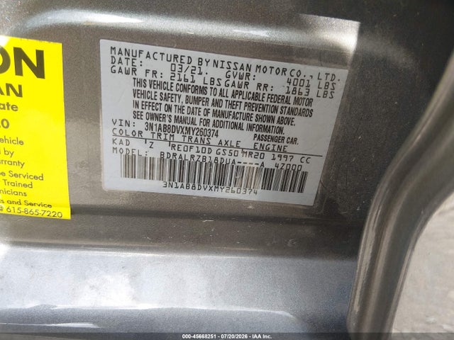 3N1AB8DVXMY260374 Nissan Sentra Sr Xtronic Cvt