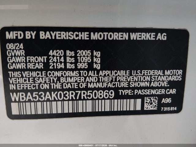 Продажа на аукционе авто 2024 Bmw 228i Gran Coupe Sdrive, vin: WBA53AK03R7R50869, номер лота: 45668401