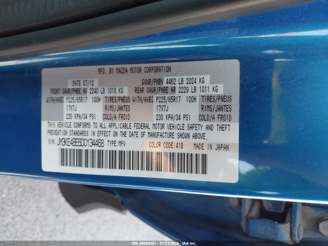 45668481 :رقم المزاد ، JM3KE4BE6D0134468 vin ، 2013 Mazda Cx-5 Sport مزاد بيع