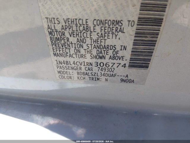 Продажа на аукционе авто 2024 Nissan Altima Sr Fwd, vin: 1N4BL4CV1RN306774, номер лота: 45668489