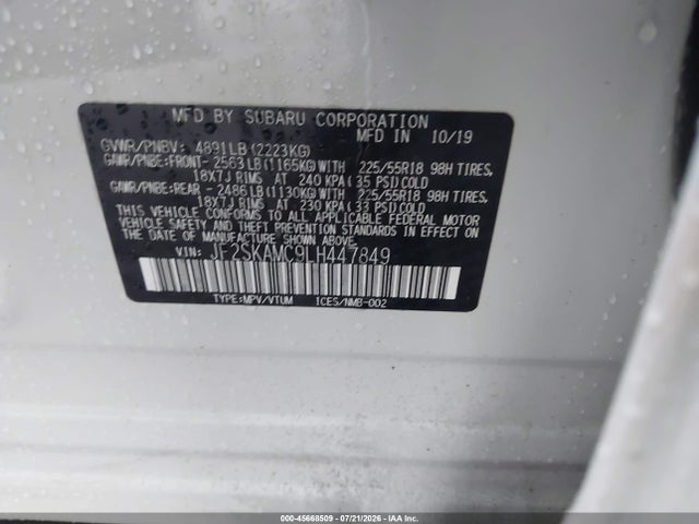 Продаж на аукціоні авто 2020 Subaru Forester Sport, vin: JF2SKAMC9LH447849, номер лоту: 45668509