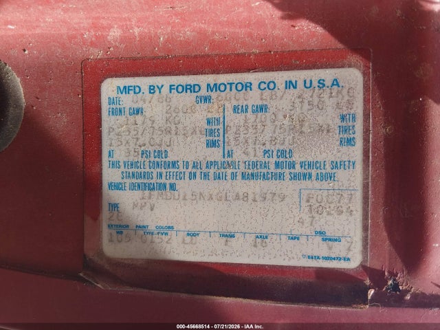 Продаж на аукціоні авто 1986 Ford Bronco U100, vin: 1FMDU15NXGLA81979, номер лоту: 45668514