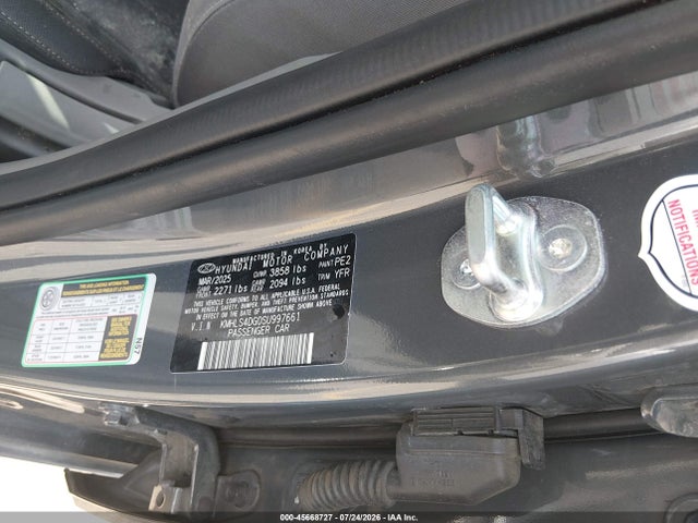 2025 Hyundai Elantra Sel Convenience მანქანა იყიდება აუქციონზე, vin: KMHLS4DG0SU997661, აუქციონის ნომერი: 45668727