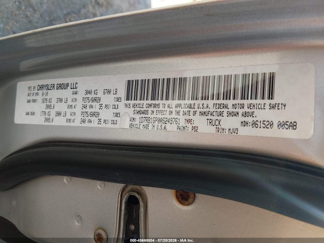 45668804 :رقم المزاد ، 1D7RB1GP0AS249761 vin ، 2010 Dodge Ram 1500 Slt/sport/trx مزاد بيع