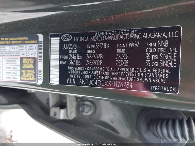 Продаж на аукціоні авто 2025 Hyundai Santa Cruz Sel Activity, vin: 5NTJC4DEXSH126284, номер лоту: 45668824