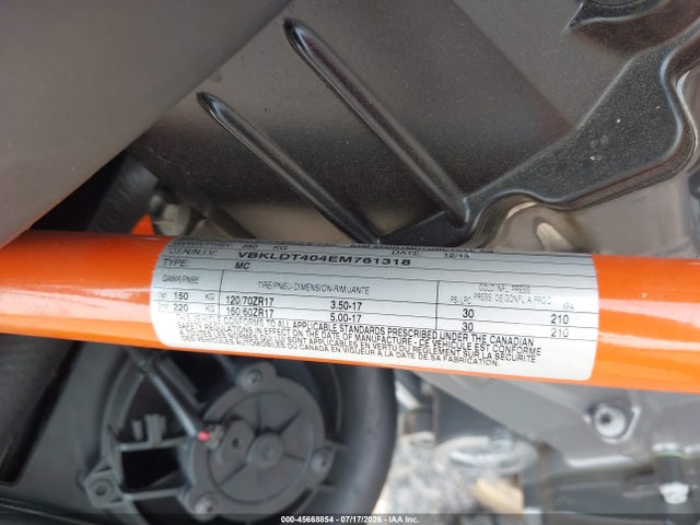 2014 Ktm 690 Duke მანქანა იყიდება აუქციონზე, vin: VBKLDT404EM761318, აუქციონის ნომერი: 45668854