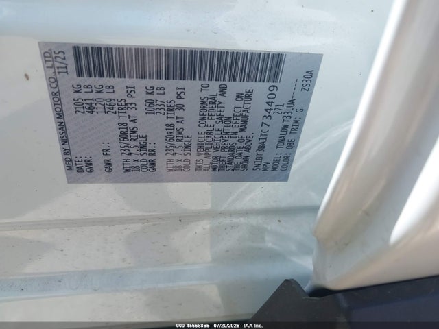 Продаж на аукціоні авто 2026 Nissan Rogue Sv, vin: 5N1BT3BA1TC734409, номер лоту: 45668865