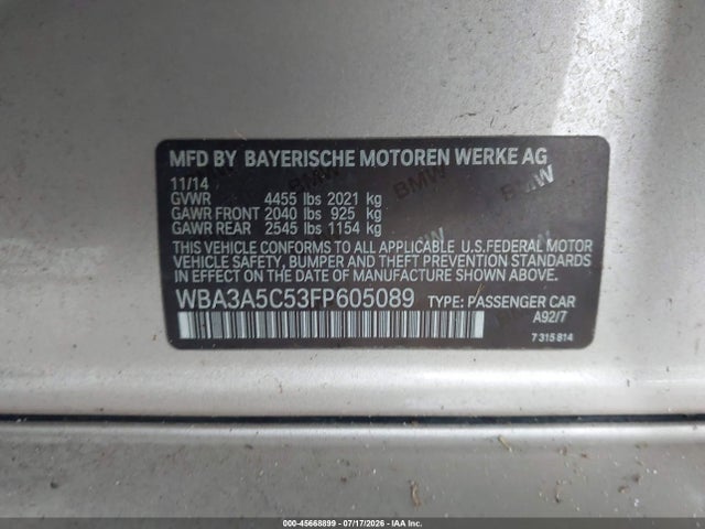 Aukcja sprzedaży 2015 Bmw 328i, vin: WBA3A5C53FP605089, numer aukcji: 45668899