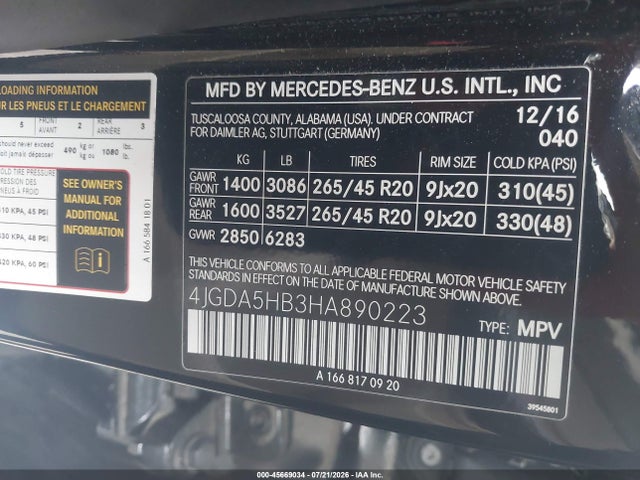 4JGDA5HB3HA890223 Mercedes-Benz Gle 350 4matic