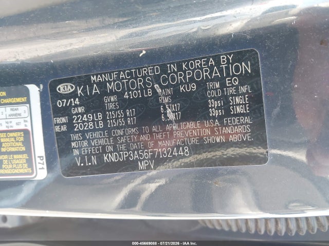 KIA SOUL + 2015 KNDJP3A56F7132448 Image 9