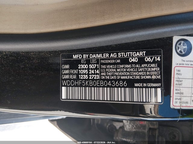 Aukcja sprzedaży 2014 Mercedes-benz E 350, vin: WDDHF5KB0EB043686, numer aukcji: 45669164