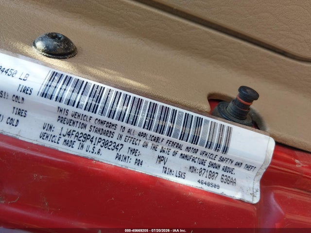 Продажа на аукционе авто 2001 Jeep Wrangler Se, vin: 1J4FA29P41P302347, номер лота: 45669205