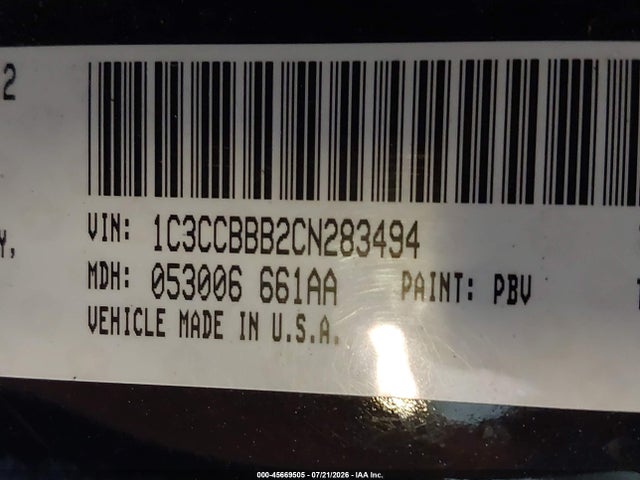45669505 :رقم المزاد ، 1C3CCBBB2CN283494 vin ، 2012 Chrysler 200 Touring مزاد بيع