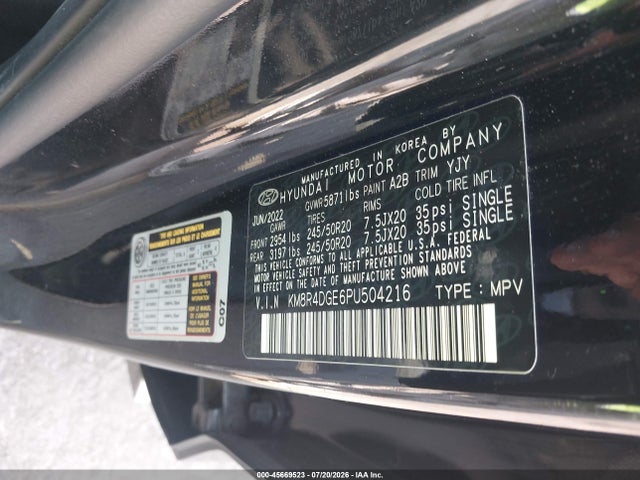 Auction sale of the 2023 Hyundai Palisade Sel, vin: KM8R4DGE6PU504216, lot number: 45669523