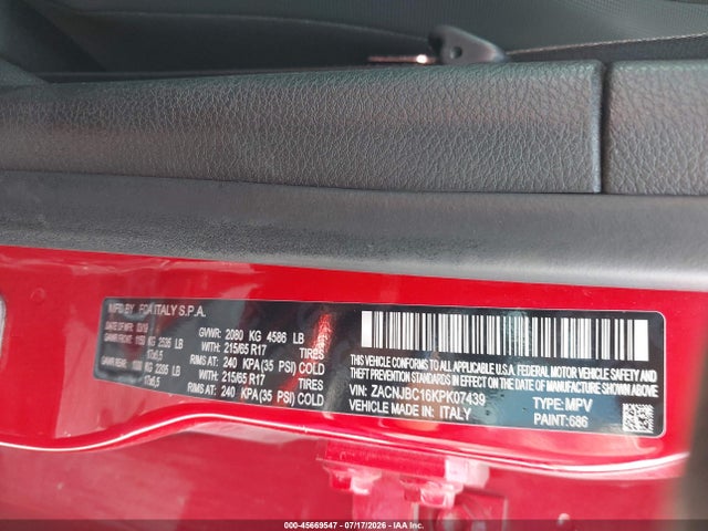 2019 Jeep Renegade Trailhawk 4x4 მანქანა იყიდება აუქციონზე, vin: ZACNJBC16KPK07439, აუქციონის ნომერი: 45669547