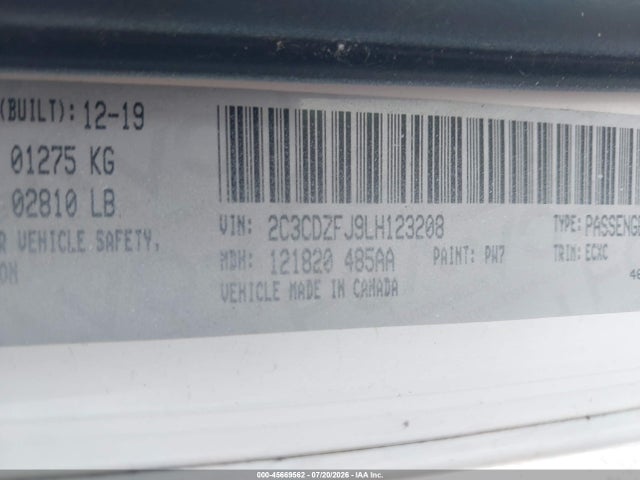 Продаж на аукціоні авто 2020 Dodge Challenger R/t Scat Pack, vin: 2C3CDZFJ9LH123208, номер лоту: 45669562