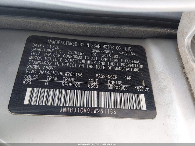 Продаж на аукціоні авто 2020 Nissan Rogue Sport Sv Fwd Xtronic Cvt, vin: JN1BJ1CV9LW281156, номер лоту: 45669579