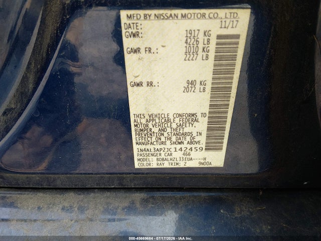 Nissan Altima 2.5 Sr 2018 1N4AL3AP2JC142459 Image 9