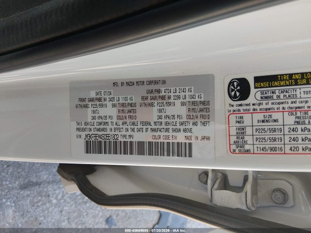 Aukcja sprzedaży 2025 Mazda Cx-5 2.5 S Premium Plus, vin: JM3KFBEM4S0551802, numer aukcji: 45669695