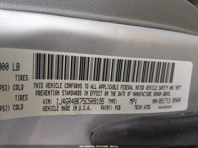 Aukcja sprzedaży 2005 Jeep Grand Cherokee Laredo, vin: 1J4GR48K75C509195, numer aukcji: 45669725