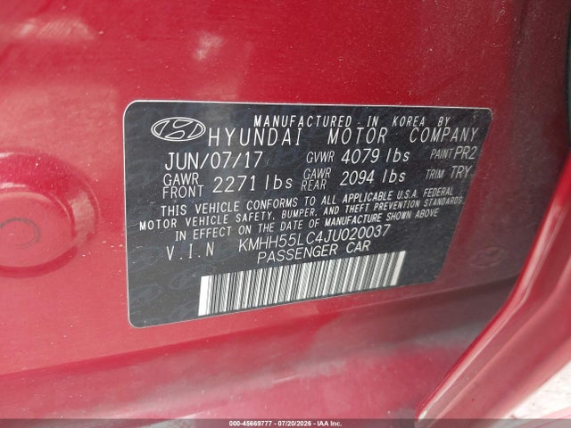 Продажа на аукционе авто 2018 Hyundai Elantra Gt Sport, vin: KMHH55LC4JU020037, номер лота: 45669777